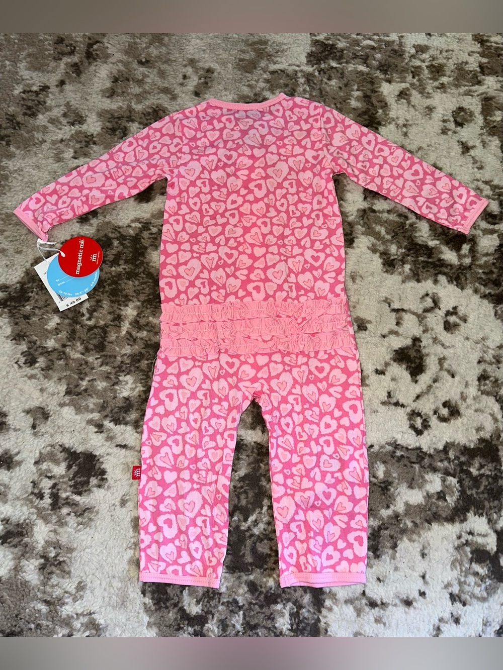 Magnetic Me Pink Heart Ruffle-Back Pajama Set